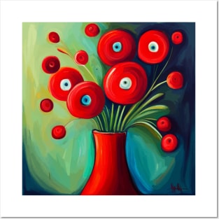 Cute Abstract Flowers Afraid of the Light Still Life Painting Posters and Art